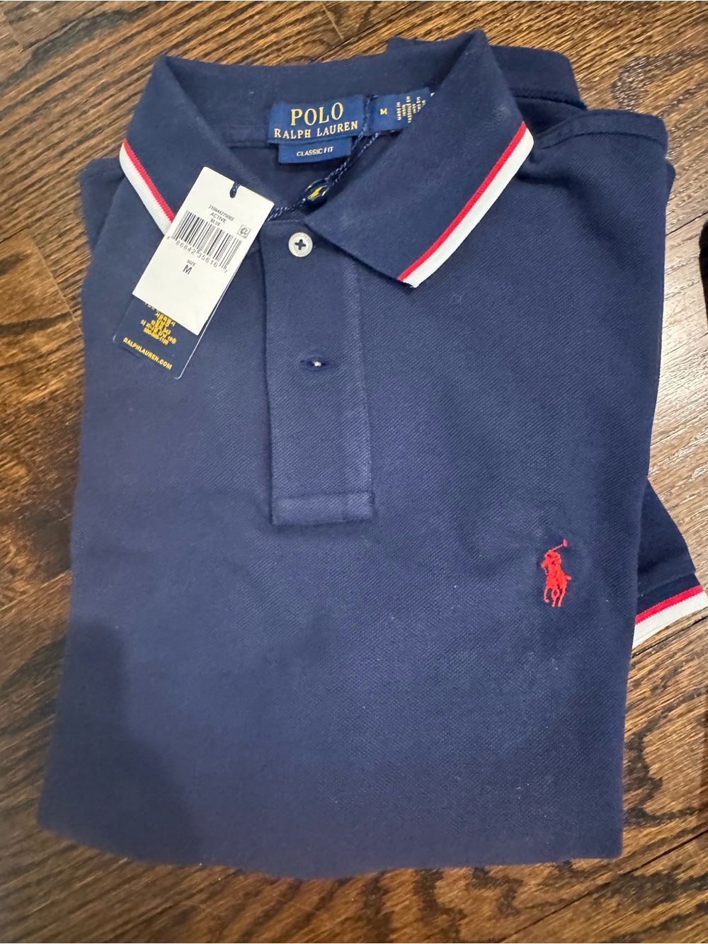 Polo by Ralph Lauren Navy Polo with Red Pony and White-Red Collar Trim